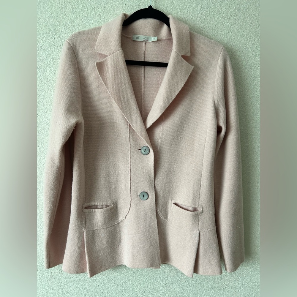 Raffi Womens Cashmere Long Sleeve Pink Blazer Sweater Blush Pink  Size Medium